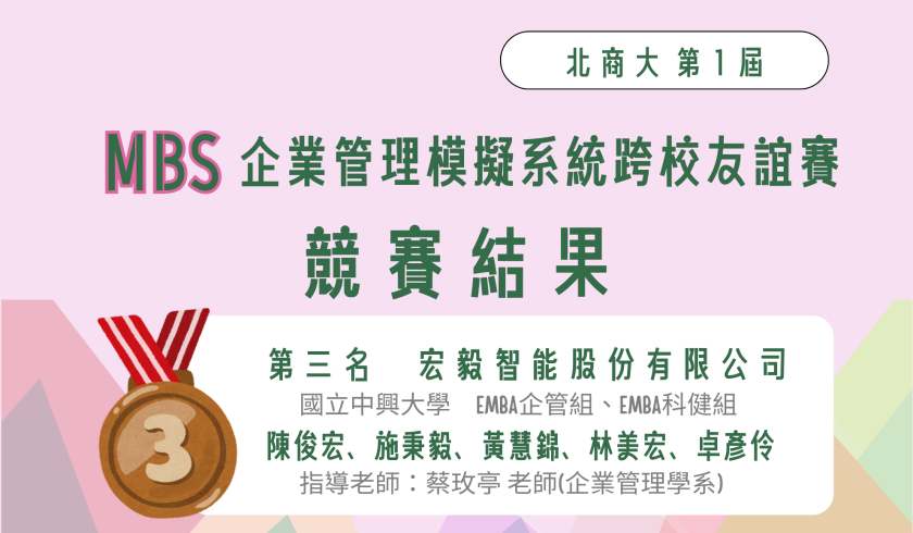 恭賀本班學長姐參加 2024年北商大第1屆MBS跨校友誼賽榮獲佳績